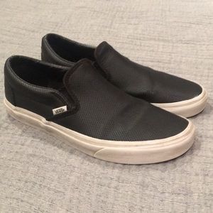 Vans leather slip ons